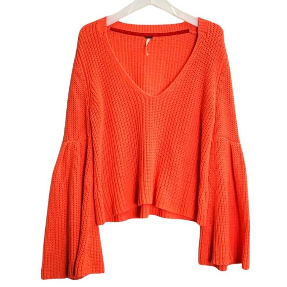 Cozy Free People Damsel Bell Sleeve Shaker Knit Sweater